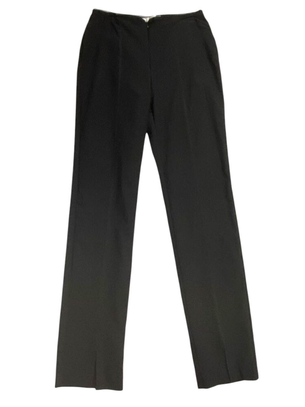 Unique Joseph Ribkoff black crochet waist split front seam stretch pants size 6